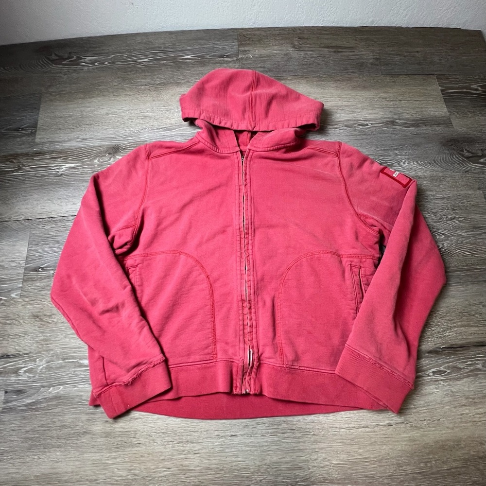 Eddie Bauer Hoodie Womens Large Pink Full Zip Cotton EB-20 Logo Patch Outdoor